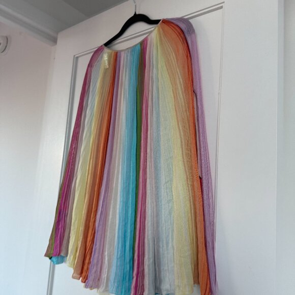 Missoni Knit Kaftan Dress Beach Cover-Up Rainbow Striped Plisse Round Neck Small - Picture 9 of 9
